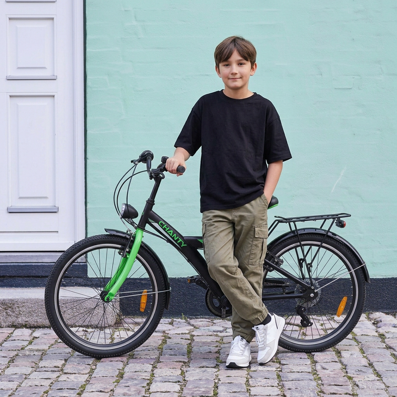 CHANTY Roader 24" Svart & Grön Pojkcykel | 7 växlar |